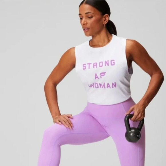 Fabletics International Women's Day Muscle Tank, Color White/Purple Size XXL - Picture 3 of 13